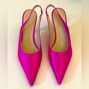 The Row Bourgeoisie Satin Sling Pump Pink/Fuchsia  Size 40
